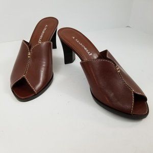 A. MARINELLE Brown Leather Mules / Pumps Ethel